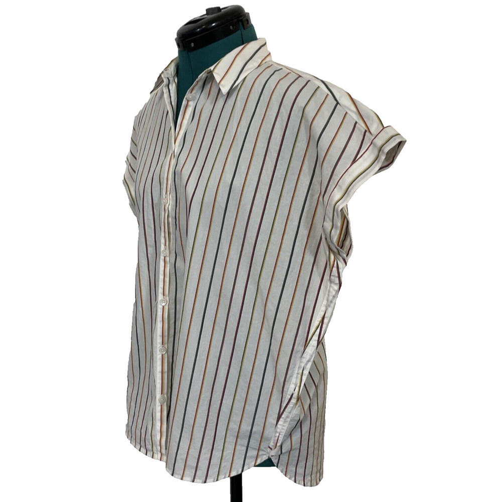 Madewell Central Shirt Womens‎ S Rainbow Stripe Cotton Short Sleeve Button Down - Picture 3 of 9